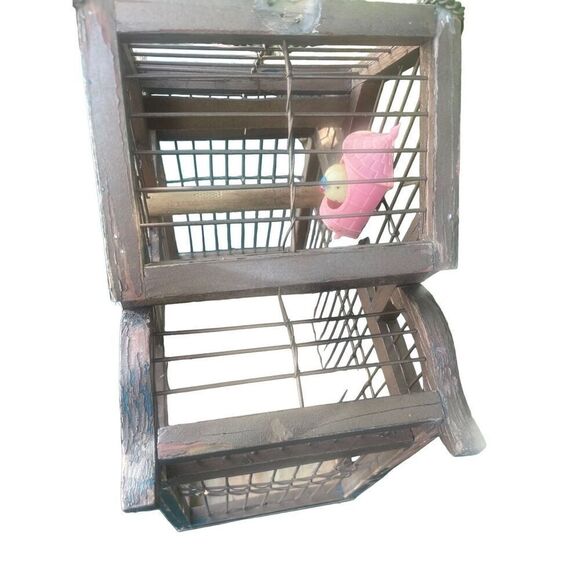 Vintage Bird Cage With Two Wood Perches - Picture 13 of 14